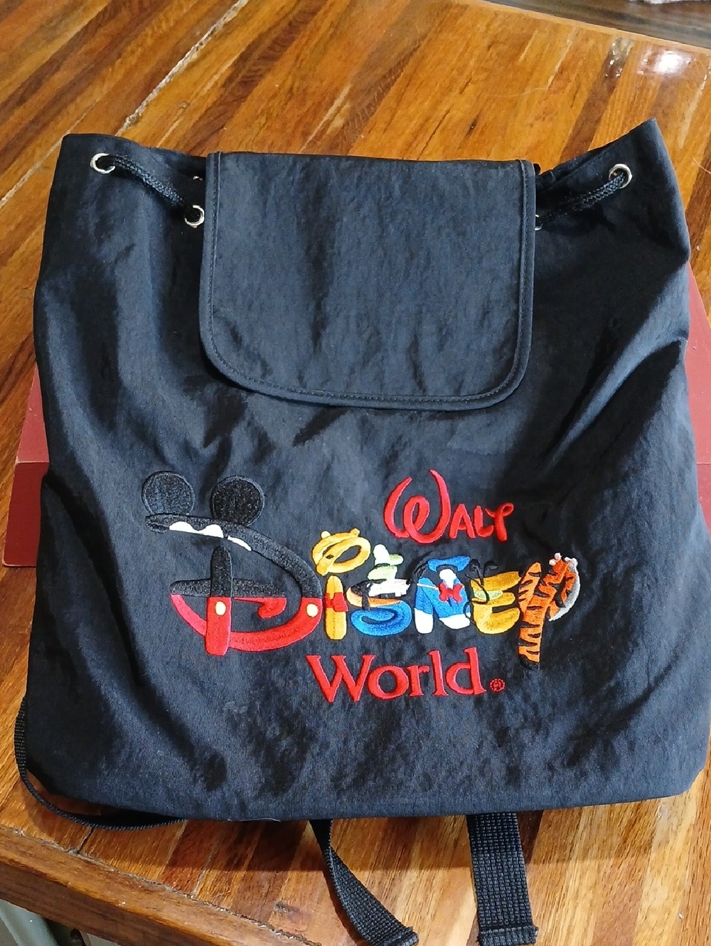 Disney Black Backpack with Multicolor Embroidered Walt Disney World Logo